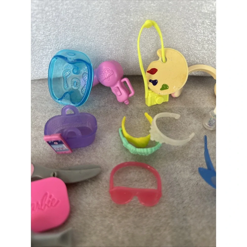 Barbie Doll and Accessory Lot of 17 Pieces Vintage to Modern Stylist Accessories